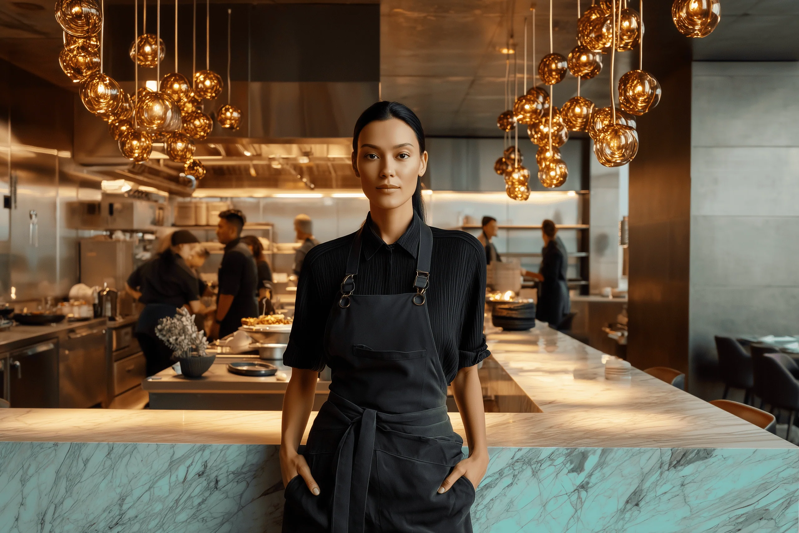 Restaurant owner working in the kitchen
